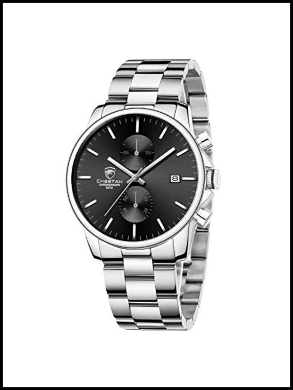 Men's Quartz Chronograph Watch Stainless Steel Waterproof 30m Auto Date